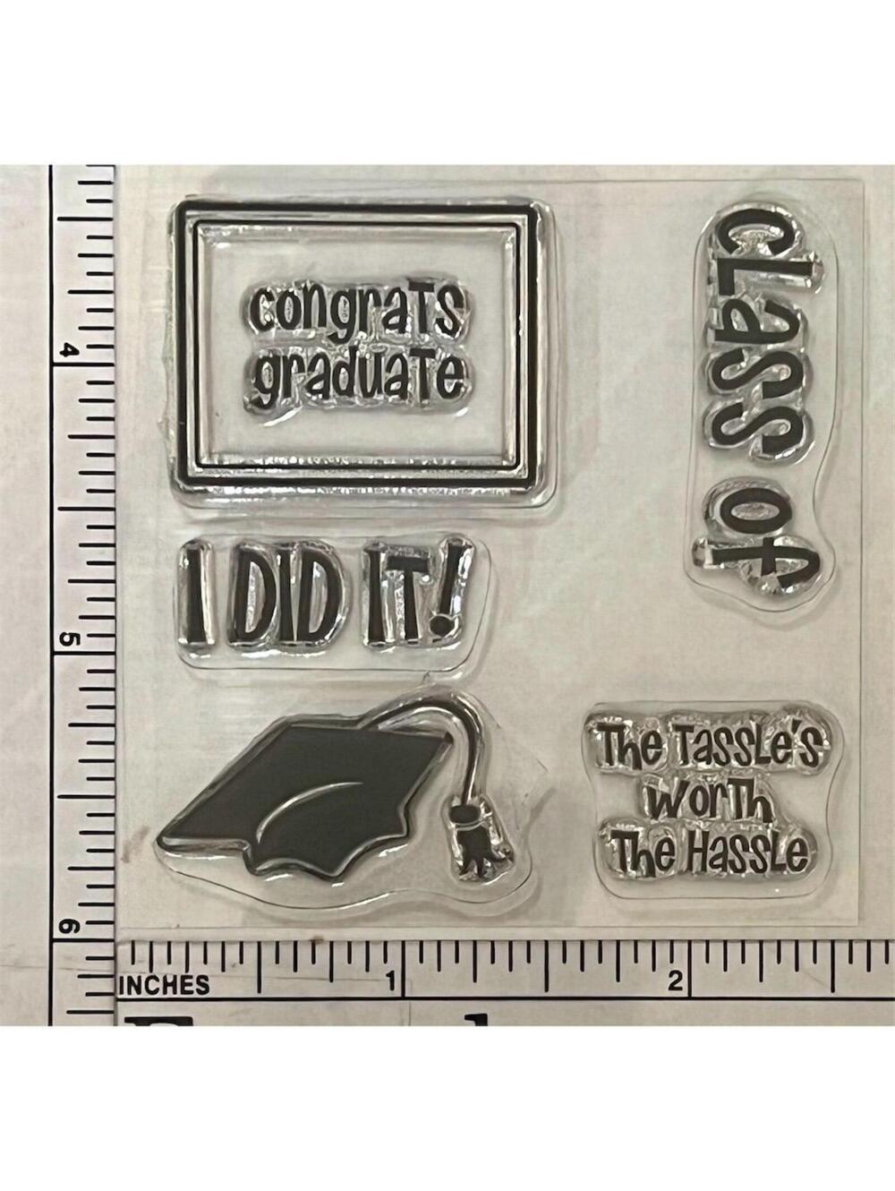 Graduation Congrats Graduate Clear Stamp Set School Craft Vintage